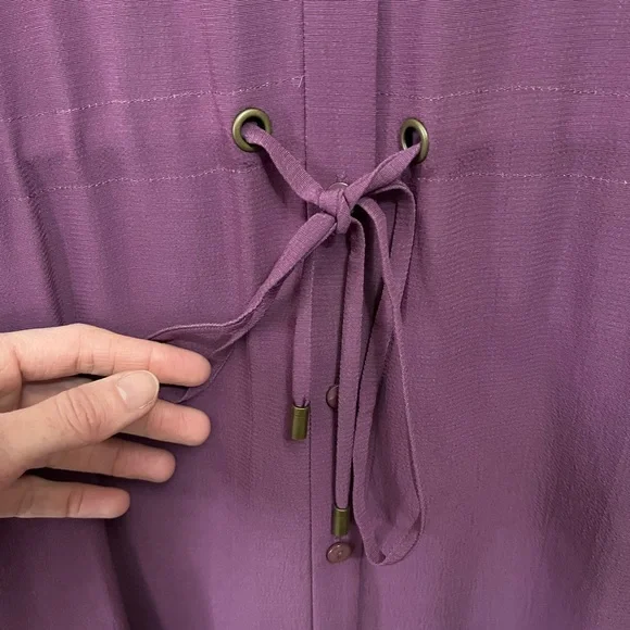 Eileen Fisher NWT Button-Front Long-Sleeve Drawstring Tencel Shirt Dress - Picture 8 of 13